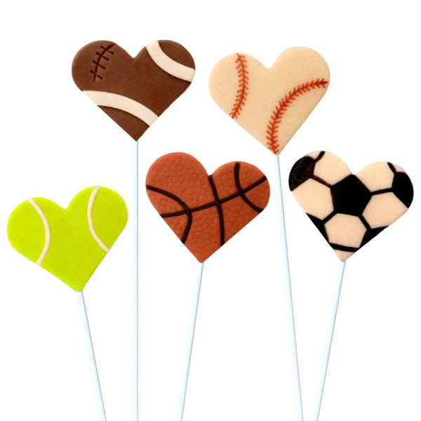 Valentine's Day sports marzipan candy lollipops