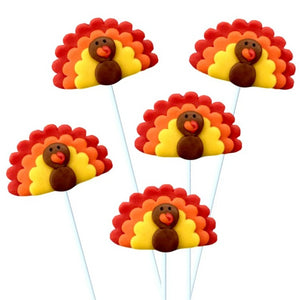 Thanksgiving turkeys marzipan candy lollipops