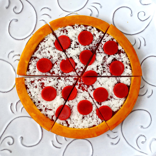 pepperoni pizza marzipan candy treat whole