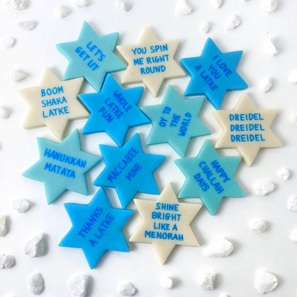 star of David Hanukkah conversation tiles marzipan candy gift jumble
