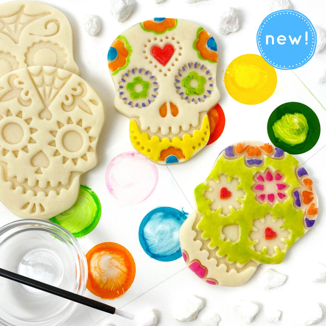 paint your own sugar skull marzipan candy treats new close up