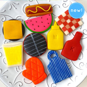  picnic barbecue bbq marzipan candy tiles new