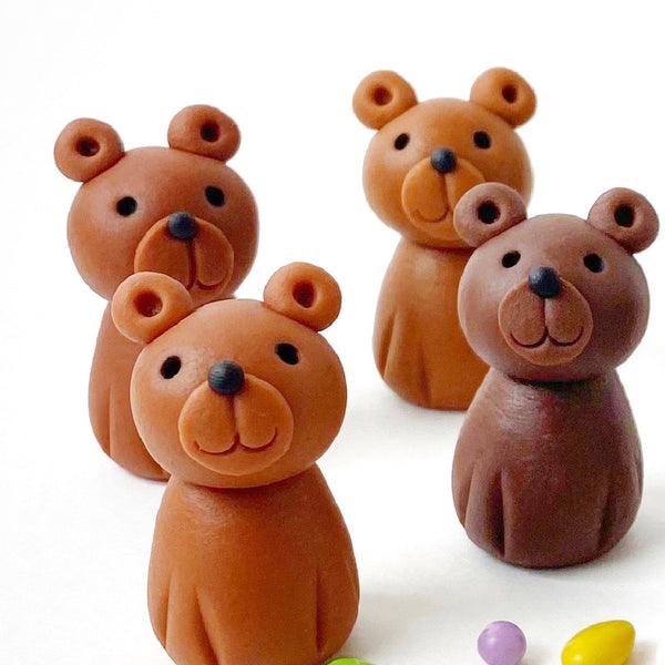 cutie teddy bear marzipan candy sculptures closeup