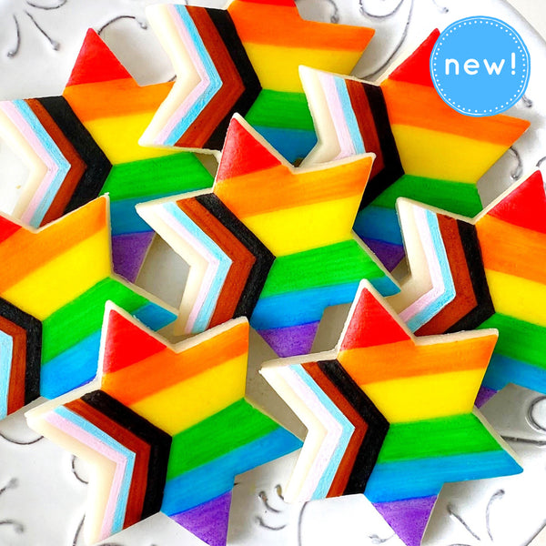 rainbow progress pride stars of David marzipan candy tiles new