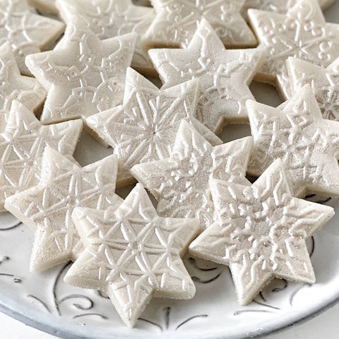 Hanukkah star of David snowflake candy tiles closeup
