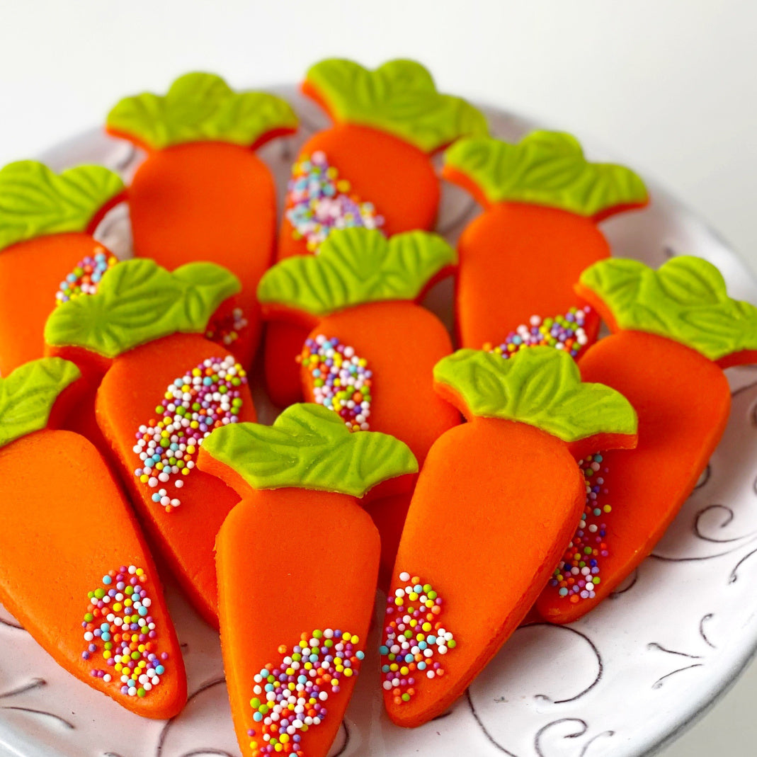 marzipan carrots sprinkle easter closeup