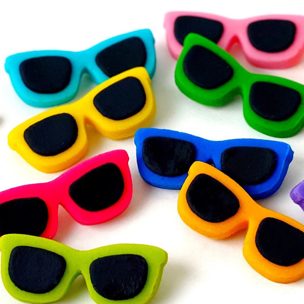 sunglasses rainbow beach party candy closeup