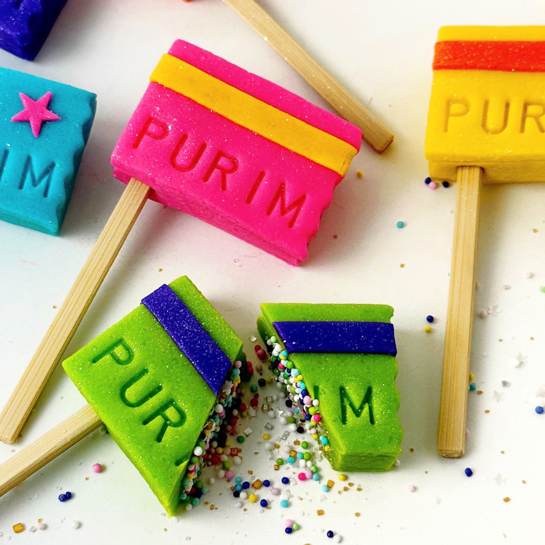 Purim Groggers Sprinkle Surprise Marzipan | marzipops