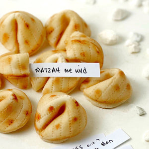 Passover matzah marzipan fortune cookies closeup
