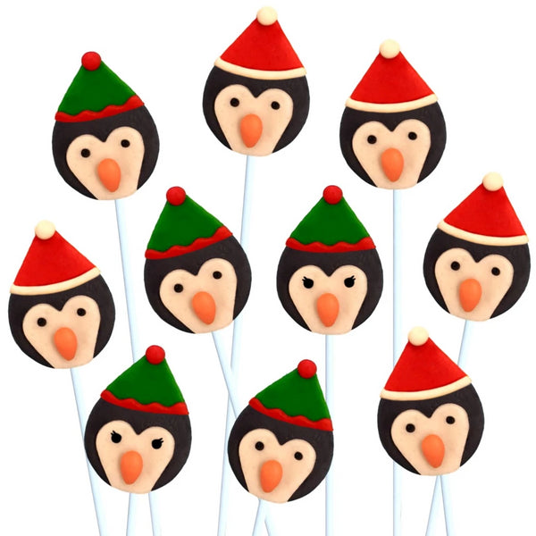 Christmas penguins marzipan candy lollipops