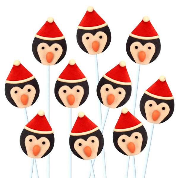 Christmas Santa penguins marzipan candy lollipops