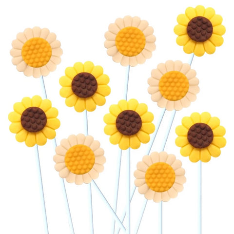 daisy and sunflower marzipan candy lollipops