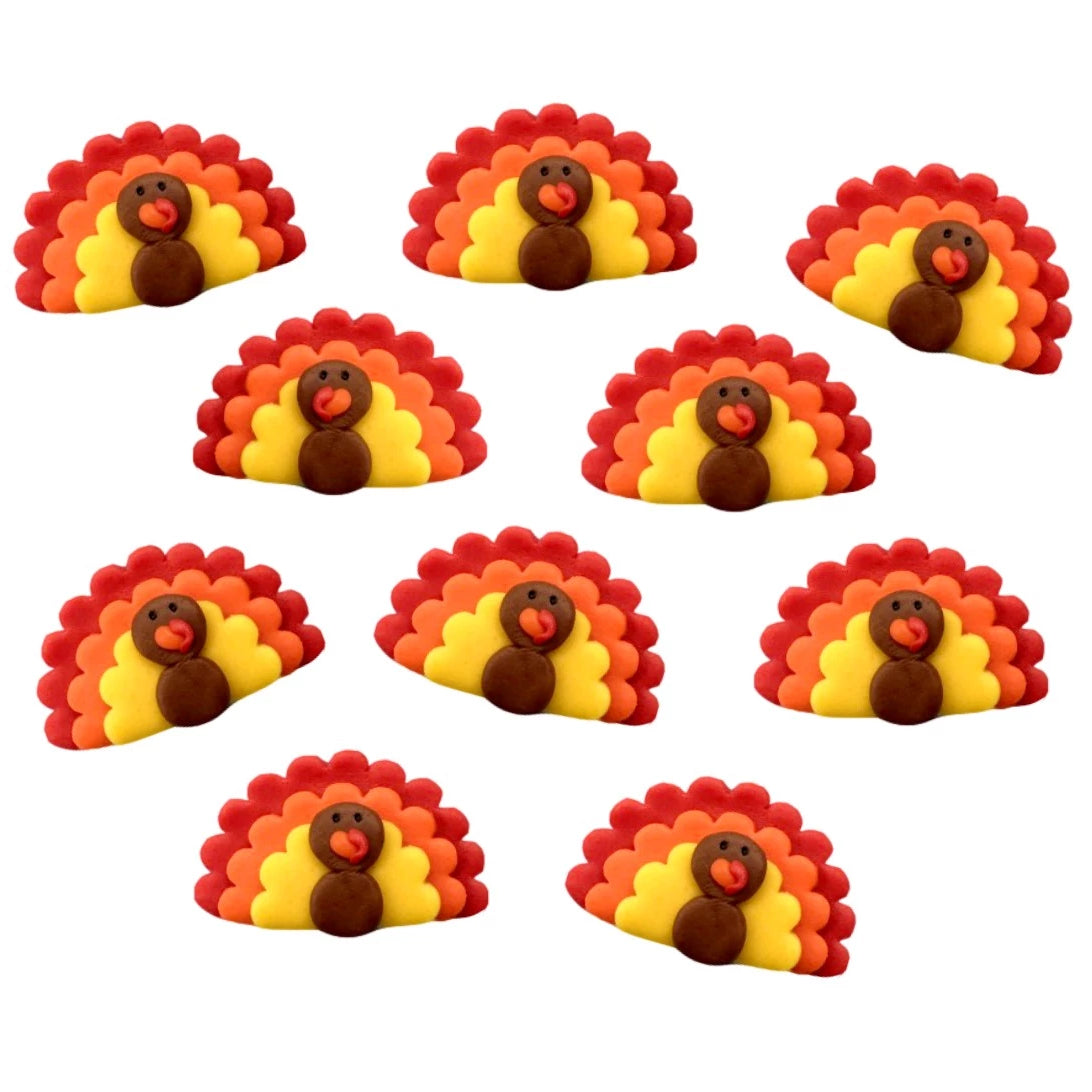 Thanksgiving turkeys marzipan candy tiles